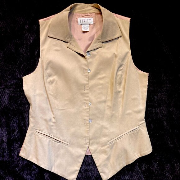 Vtg 90s Y2K tailored peplum vest waistcoat silk preppy steampunk dark academia M - Picture 1 of 7